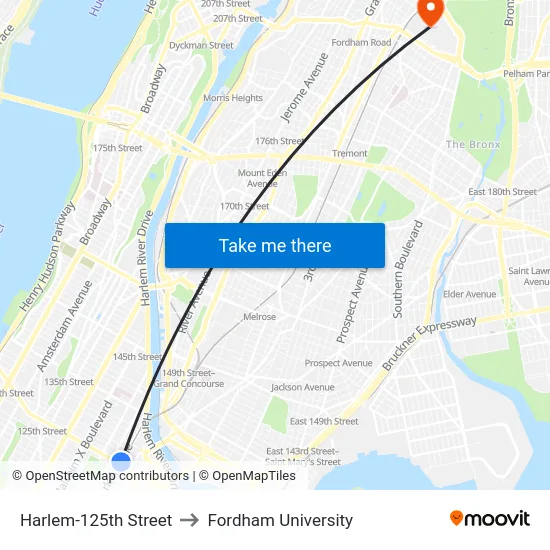 Harlem-125th Street to Fordham University map