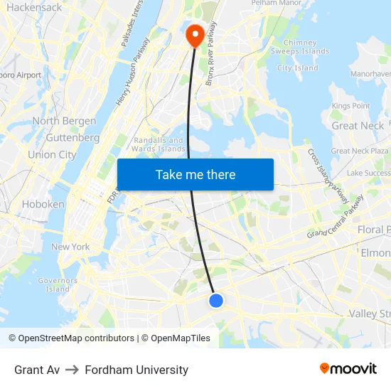 Grant Av to Fordham University map