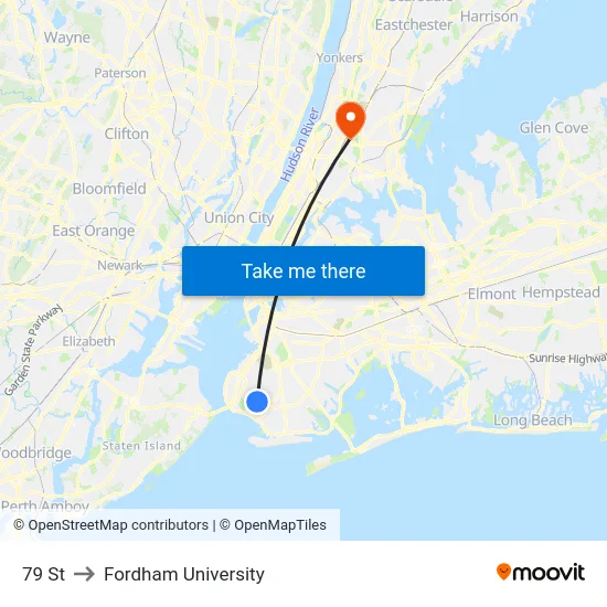 79 St to Fordham University map