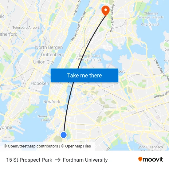 15 St-Prospect Park to Fordham University map