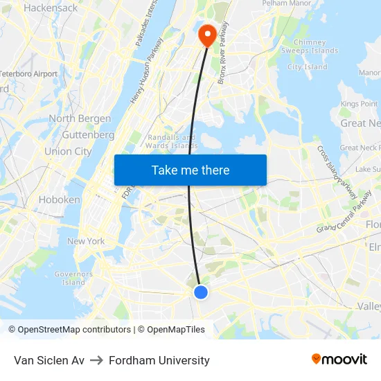 Van Siclen Av to Fordham University map