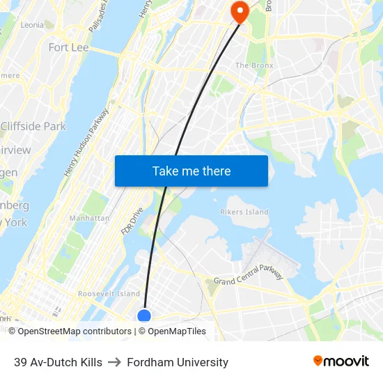 39 Av-Dutch Kills to Fordham University map