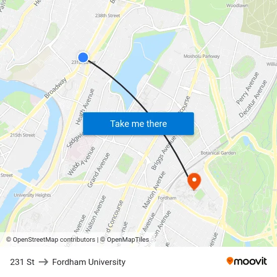 231 St to Fordham University map