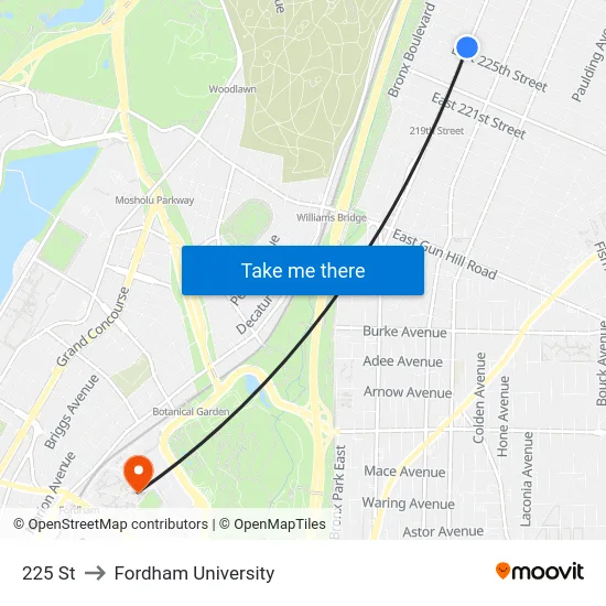 225 St to Fordham University map