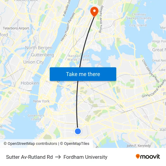 Sutter Av-Rutland Rd to Fordham University map