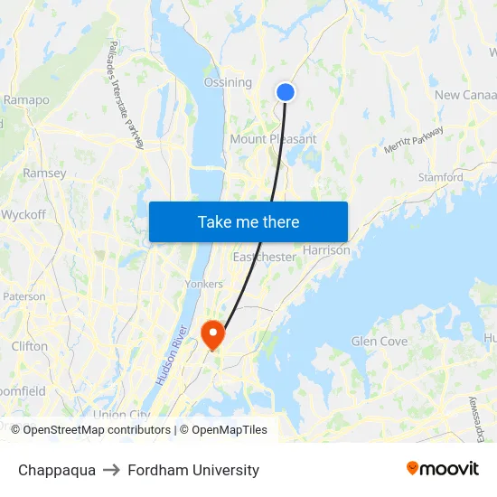 Chappaqua to Fordham University map