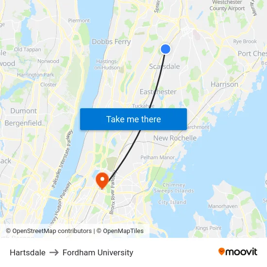 Hartsdale to Fordham University map