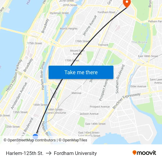 Harlem-125th St. to Fordham University map