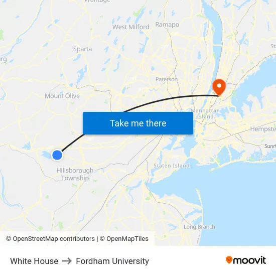 White House to Fordham University map