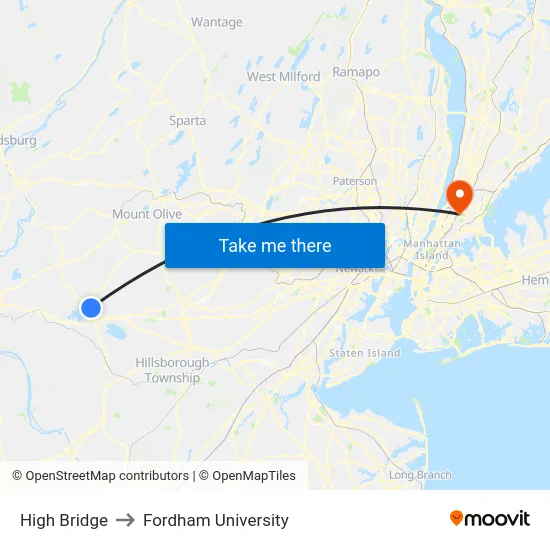 High Bridge to Fordham University map