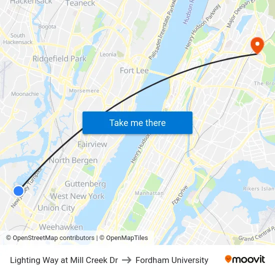 Lighting Way at Mill Creek Dr to Fordham University map