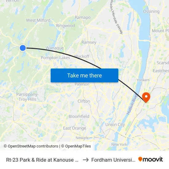 Rt-23 Park & Ride at Kanouse Rd to Fordham University map