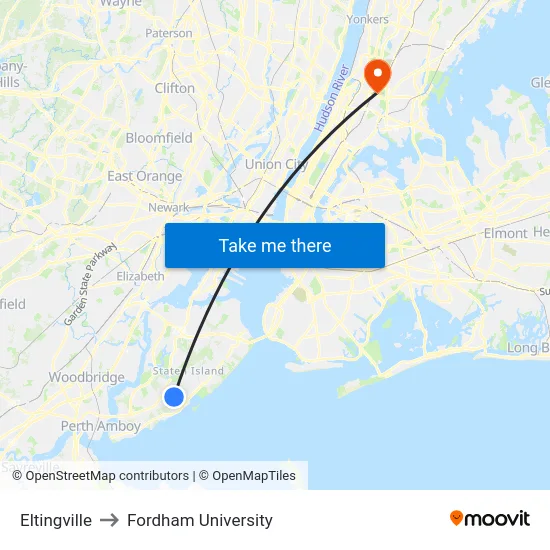 Eltingville to Fordham University map