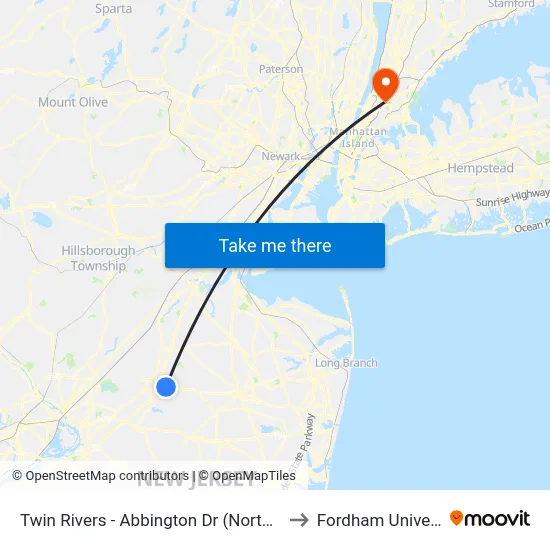 Twin Rivers -  Abbington Dr (Northbound) to Fordham University map