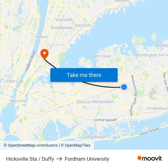 Hicksville Sta / Duffy to Fordham University map