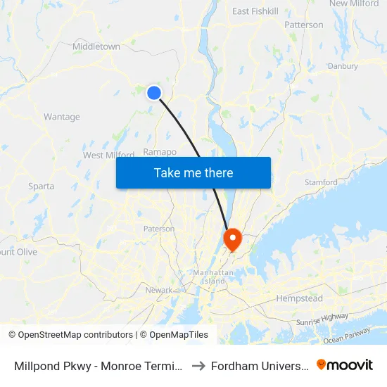 Millpond Pkwy - Monroe Terminal to Fordham University map