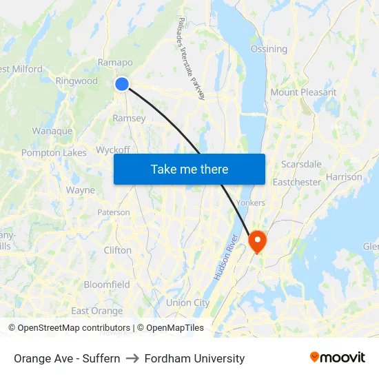 Orange Ave - Suffern to Fordham University map