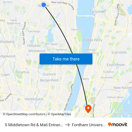 S Middletown Rd & Mall Entrance to Fordham University map