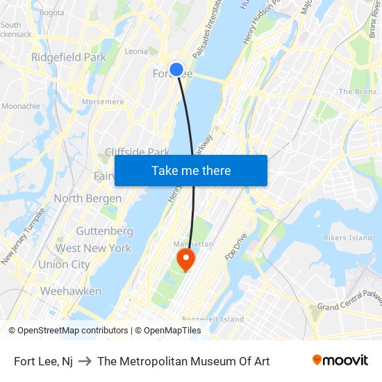 Fort Lee, Nj to The Metropolitan Museum Of Art map