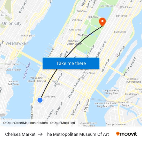 Chelsea Market to The Metropolitan Museum Of Art map