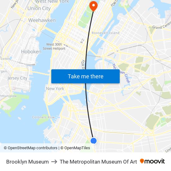 Brooklyn Museum to The Metropolitan Museum Of Art map