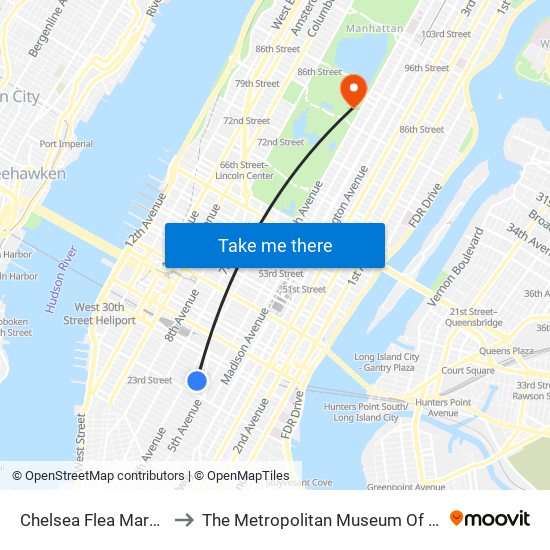 Chelsea Flea Market to The Metropolitan Museum Of Art map
