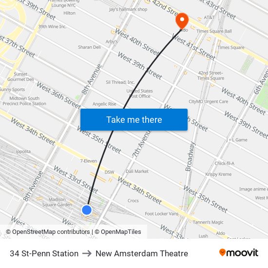 34 St-Penn Station to New Amsterdam Theatre map