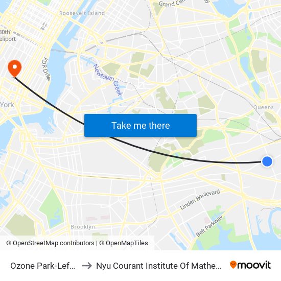 Ozone Park-Lefferts Blvd to Nyu Courant Institute Of Mathematical Sciences map