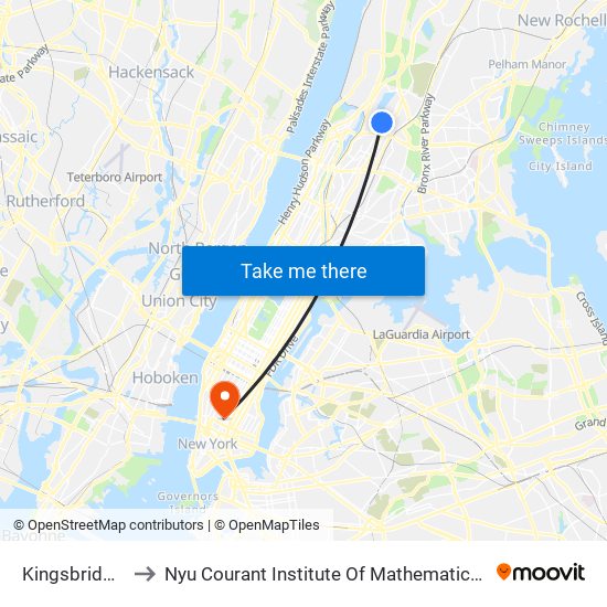 Kingsbridge Rd to Nyu Courant Institute Of Mathematical Sciences map