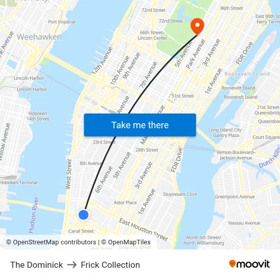 The Dominick to Frick Collection map