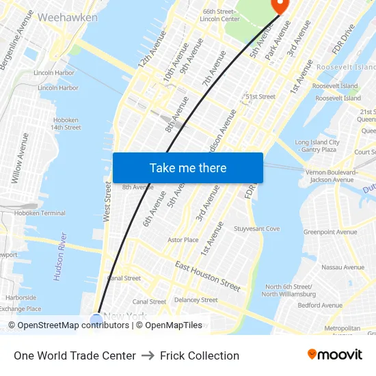 One World Trade Center to Frick Collection map