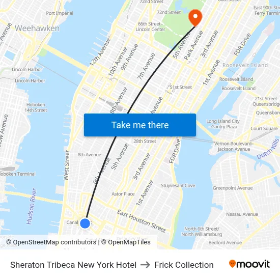 Sheraton Tribeca New York Hotel to Frick Collection map
