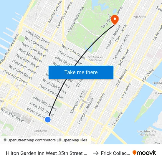 Hilton Garden Inn West 35th Street New York to Frick Collection map