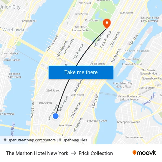 The Marlton Hotel New York to Frick Collection map