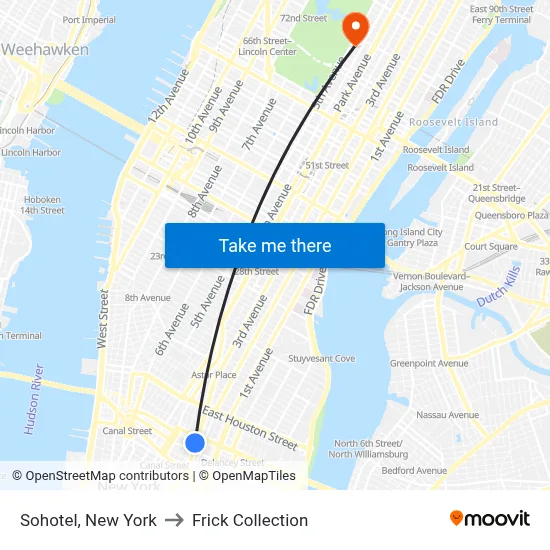 Sohotel, New York to Frick Collection map