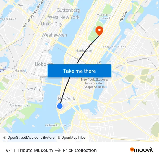 9/11 Tribute Museum to Frick Collection map