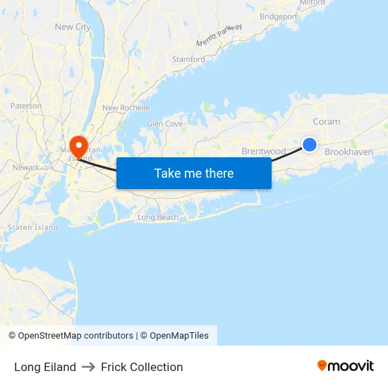 Long Eiland to Frick Collection map