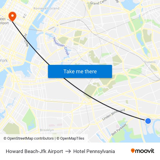 Howard Beach-Jfk Airport to Hotel Pennsylvania map