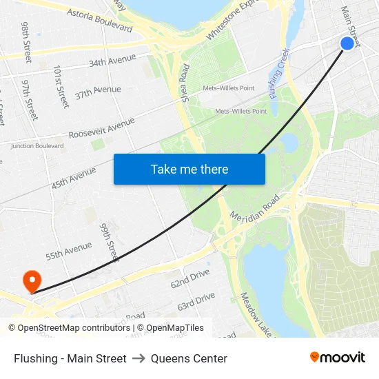 Flushing - Main Street to Queens Center map