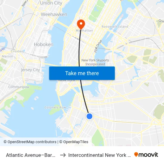 Atlantic Avenue–Barclays Center to Intercontinental New York Times Square map