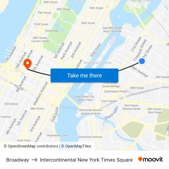 Broadway to Intercontinental New York Times Square map