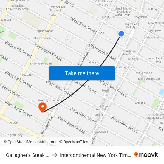 Gallagher's Steak House to Intercontinental New York Times Square map