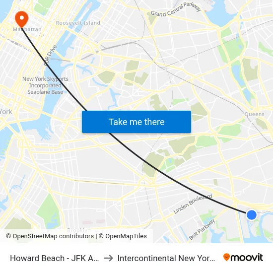 Howard Beach - JFK Airport Station to Intercontinental New York Times Square map