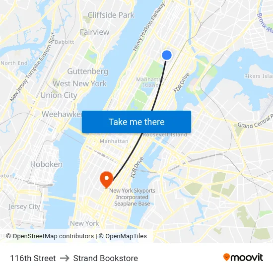 116th Street to Strand Bookstore map