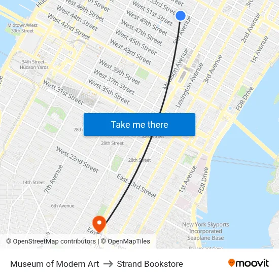 Museum of Modern Art to Strand Bookstore map