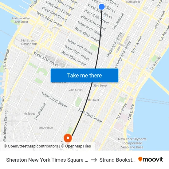 Sheraton New York Times Square Hotel to Strand Bookstore map