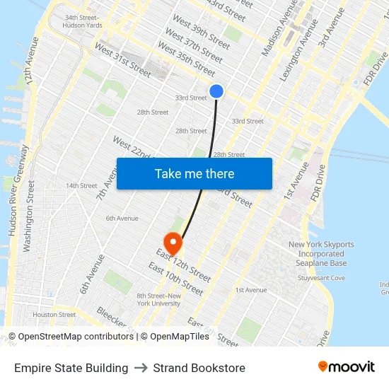 Empire State Building to Strand Bookstore map