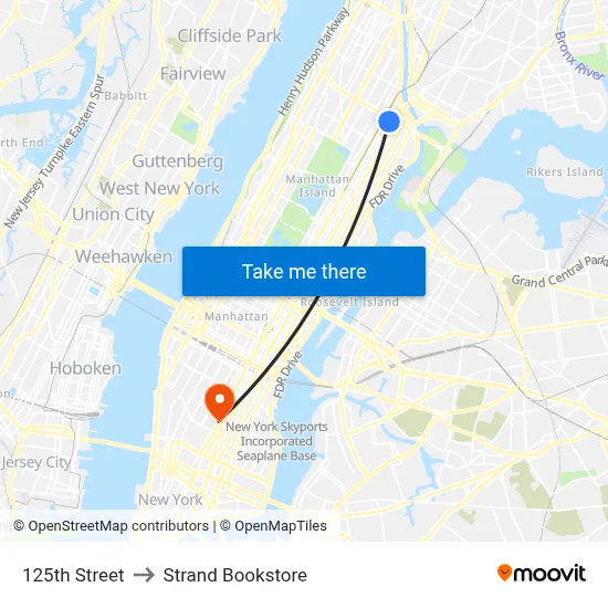 125th Street to Strand Bookstore map