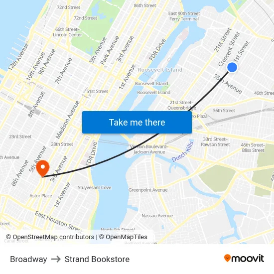 Broadway to Strand Bookstore map