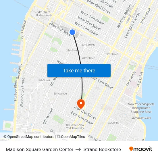 Madison Square Garden Center to Strand Bookstore map